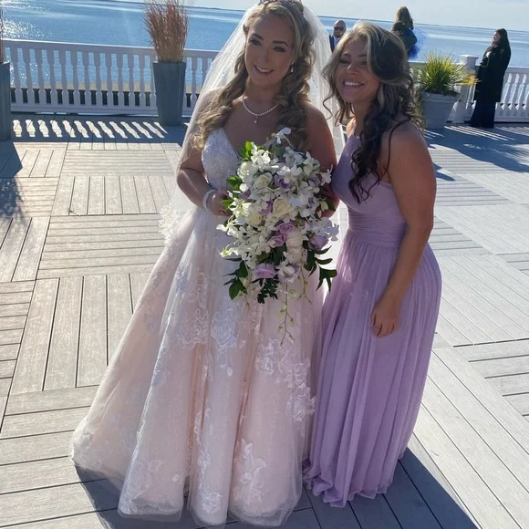 High-Neck Mesh Bridesmaid Dress With Full Skirt | Color: Purple | Size: 6 | Gotzxthexsweets's Closet High-Neck Mesh Bridesmaid Dress With Full Skirt | Color: Purple | Size: 6 | Gotzxthexsweets's Closet